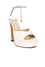 Jimmy Choo Saeda 125 Sandal in Ivory & Crystal, view 2, click to view large image.