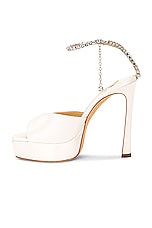 Jimmy Choo Saeda 125 Sandal in Ivory & Crystal, view 5, click to view large image.