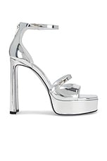 Jimmy Choo Claressa 125 Sandal in Silver, view 1, click to view large image.