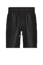JOHN ELLIOTT Leather LA Shorts in Black, view 1, click to view large image.