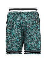 JOHN ELLIOTT Game Shorts in Turquoise Leopard, view 2, click to view large image.