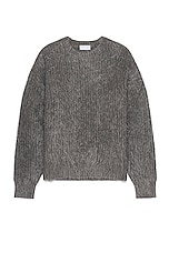 JOHN ELLIOTT Wool Mohair Crew in Charcoal, view 1, click to view large image.