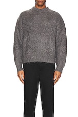 JOHN ELLIOTT Wool Mohair Crew in Charcoal, view 3, click to view large image.