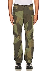 JOHN ELLIOTT Patchwork Boot Cut Pants in Olive, view 3, click to view large image.