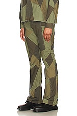 JOHN ELLIOTT Patchwork Boot Cut Pants in Olive, view 4, click to view large image.