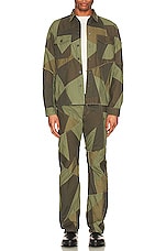 JOHN ELLIOTT Patchwork Military Shirt in Olive, view 4, click to view large image.
