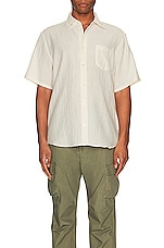 JOHN ELLIOTT Short Sleeve Cloak Button Up Shirt in Salt, view 3, click to view large image.