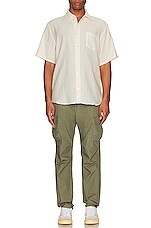 JOHN ELLIOTT Short Sleeve Cloak Button Up Shirt in Salt, view 4, click to view large image.