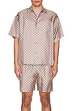 JOHN ELLIOTT Silk Ss Button Up in Haze Tile, view 3, click to view large image.