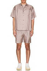 JOHN ELLIOTT Silk Ss Button Up in Haze Tile, view 4, click to view large image.