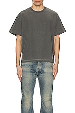 JOHN ELLIOTT Reversed Cropped Ss Tee in Washed Black, view 3, click to view large image.
