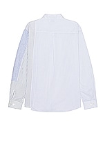 JOHN ELLIOTT Paneled Cloak Button Up in Blue & White, view 2, click to view large image.