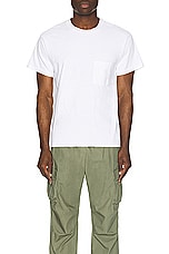 JOHN ELLIOTT Cropped Campus Pocket Tee in White, view 3, click to view large image.