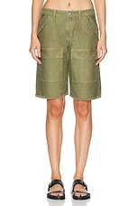 JOHN ELLIOTT Bermuda Utility Short in Army, view 1, click to view large image.