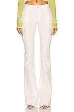 JOHN ELLIOTT Low Rise Boot Cut Cargo Pant in Salt, view 1, click to view large image.
