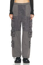 JOHN ELLIOTT Oversized Parachute Cargo Pant in Washed Black, view 1, click to view large image.