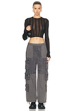 JOHN ELLIOTT Oversized Parachute Cargo Pant in Washed Black, view 4, click to view large image.