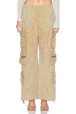 JOHN ELLIOTT Oversized Parachute Cargo Pant in Washed Sand, view 1, click to view large image.