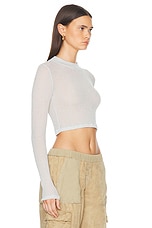 JOHN ELLIOTT Gauze Rib Long Sleeve Cropped Tee in Sky, view 2, click to view large image.