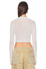 JOHN ELLIOTT Gauze Rib Long Sleeve Cropped Tee in Sky, view 3, click to view large image.