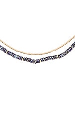 Jordan Road Jewelry Paradis 1 Stack Necklace in 18k Gold Plated Brass & Lapis, view 2, click to view large image.