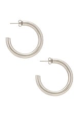 Jordan Road Jewelry Medium Cloud Hoop Earrings in 18k Rhodium Plated Brass, view 2, click to view large image.