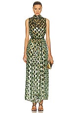 Johanna Ortiz Vie De Boheme Maxi Dress in Rombus Gold & Green, view 1, click to view large image.