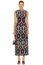 Johanna Ortiz Gypsy Heart Ankle Dress in Jewels Burgundy & Ecru, view 1, click to view large image.