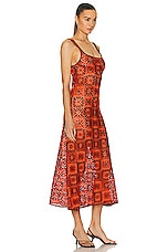 Johanna Ortiz Birdsong Ankle Dress in Terracota & Red, view 2, click to view large image.
