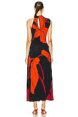 Johanna Ortiz Guardiana Del Poder Ankle Dress in Florals Black & Red, view 4, click to view large image.