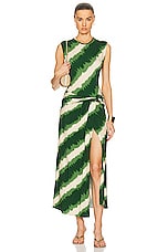 Johanna Ortiz Wrapped In Color Ankle Dress in Green & Ecru, view 1, click to view large image.