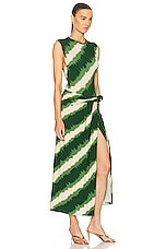 Johanna Ortiz Wrapped In Color Ankle Dress in Green & Ecru, view 2, click to view large image.