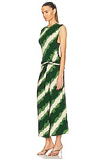 Johanna Ortiz Wrapped In Color Ankle Dress in Green & Ecru, view 3, click to view large image.
