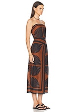 Johanna Ortiz Ancient Peru Ankle Dress in Mother Boa Pareo Terracotta & Black, view 2, click to view large image.