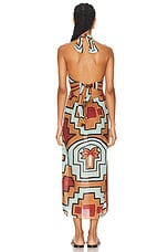 Johanna Ortiz Energetic Patterns Ankle Dress in Shipibo & The Tropics Brown, Mint, & Terracotta, view 3, click to view large image.