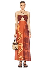 Johanna Ortiz Mother Of All Waters Maxi Dress in Mother Boa Pareo Pink & Terracotta, view 1, click to view large image.