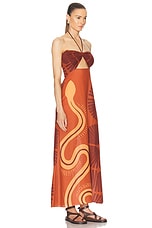 Johanna Ortiz Mother Of All Waters Maxi Dress in Mother Boa Pareo Pink & Terracotta, view 2, click to view large image.