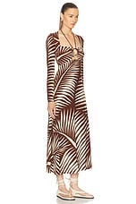 Johanna Ortiz Eternal Tropical Ankle Dress in Palm Nimal Ecru & Wine, view 2, click to view large image.
