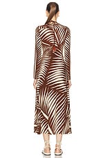 Johanna Ortiz Eternal Tropical Ankle Dress in Palm Nimal Ecru & Wine, view 3, click to view large image.