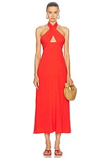 Johanna Ortiz Light Heart Ankle Dress in Fire Red, view 1, click to view large image.