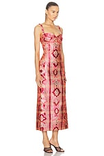 Johanna Ortiz Powerful Stitches Ankle Dress in Lurex Pink & Wine, view 2, click to view large image.