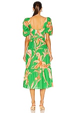 Johanna Ortiz Colorful Culture Midi Dress in Emerald Green, view 3, click to view large image.