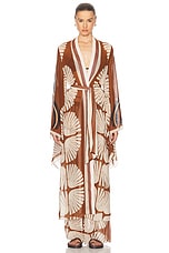 Johanna Ortiz Amazon Basin Kimono in Mother Boa Pareo Terracotta & Ecru, view 2, click to view large image.