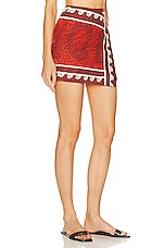 Johanna Ortiz Hunting Roots Wrap Skirt in Paisley Red & Ecru, view 2, click to view large image.