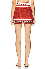 Johanna Ortiz Hunting Roots Wrap Skirt in Paisley Red & Ecru, view 4, click to view large image.