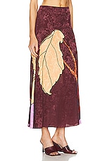 Johanna Ortiz Symphony Of Leaves Ankle Skirt in Florals Hibiscus Wine, view 2, click to view large image.