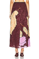 Johanna Ortiz Symphony Of Leaves Ankle Skirt in Florals Hibiscus Wine, view 3, click to view large image.