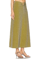 Johanna Ortiz Rainstorm Midi Skirt in Rainforest Green, view 2, click to view large image.