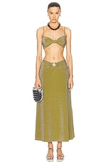 Johanna Ortiz Rainstorm Midi Skirt in Rainforest Green, view 4, click to view large image.