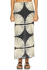Johanna Ortiz Aura Amazonica Ankle Skirt in Mother Boa Pareo Ecru & Black, view 2, click to view large image.